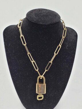 Gold-Plated Necklace with Authentic Louis Vuitton Padlock